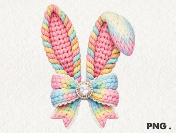 Bunny Ears Bow Png, Easter Faux Yarn