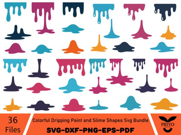 Colorful Dripping Paint and Slime Shapes