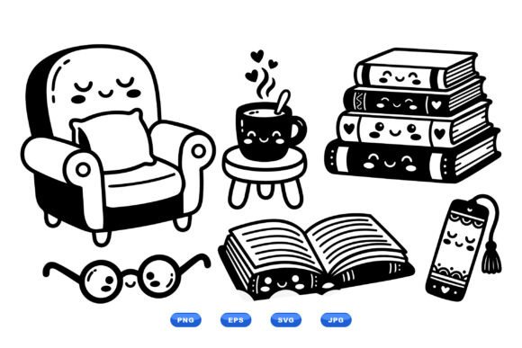 Cozy Reading Kawaii Clipart