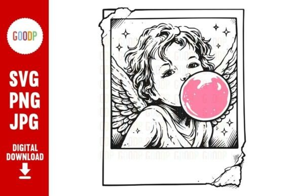 Cupid Bubblegum Pink Polaroid Tattoo PNG
