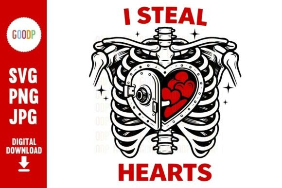 I Steal Hearts Skeleton Ribs Tattoo PNG