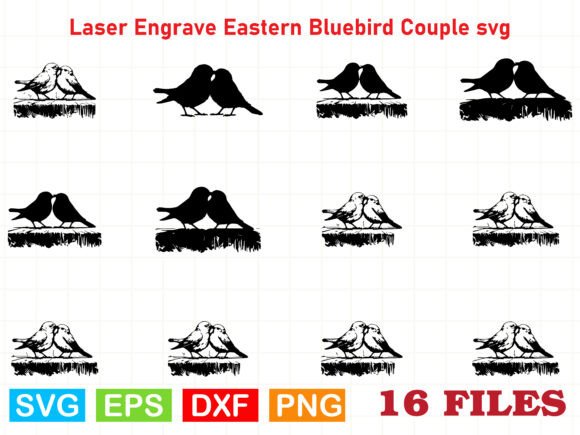 Laser Engrave Eastern Bluebird Couple Sv