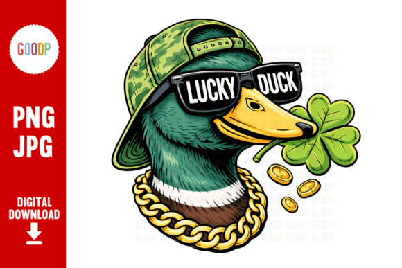 Lucky Duck St Patrick's Day Clover PNG