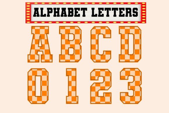 Orange Checkered Alphabet Letters Png