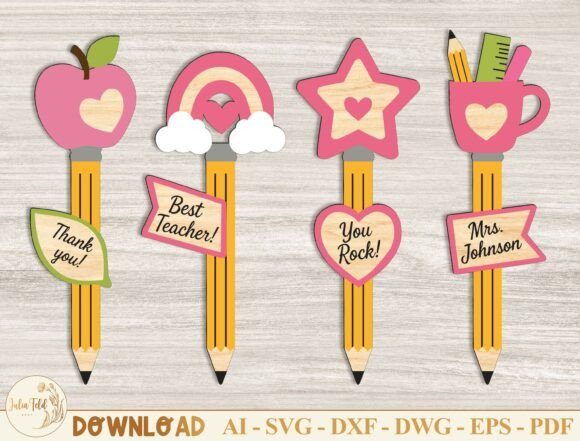 Teacher Pencil Decor SVG Bundle